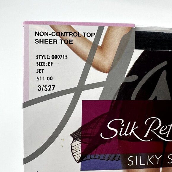 Hanes Silk Reflections Silky Sheer Non-Control Top Style Q00715 Jet Size EF - Picture 6 of 7